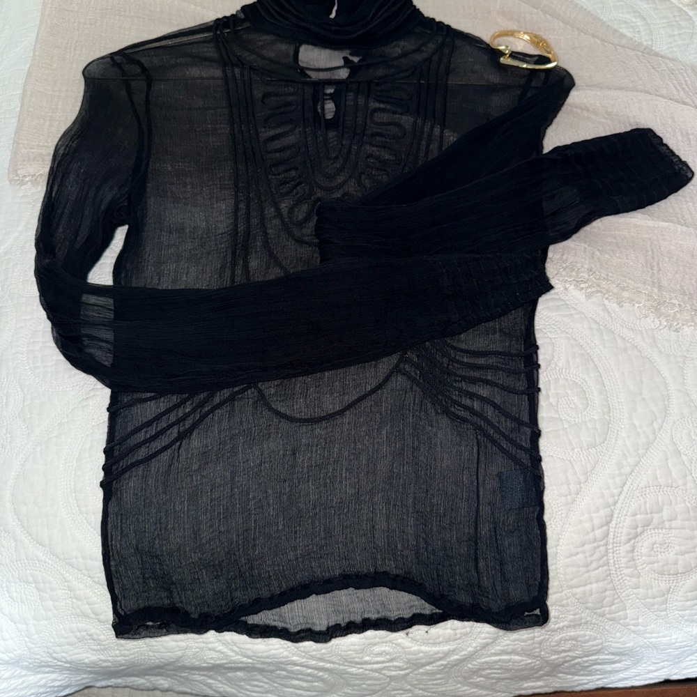 Antik Batik Sheer Black Blouse